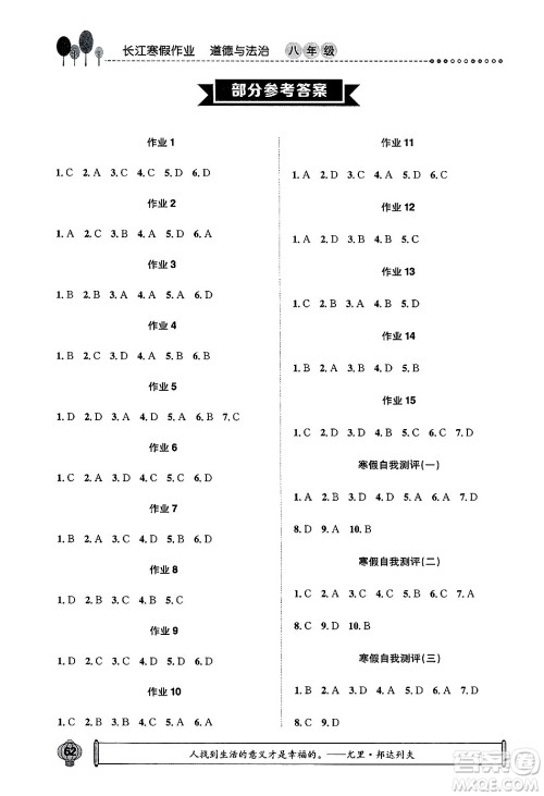 崇文书局2025年长江寒假作业八年级道德与法治通用版答案