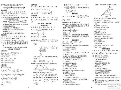 长江出版社2025年鑫浪传媒给力100寒假作业八年级数学湘教版答案