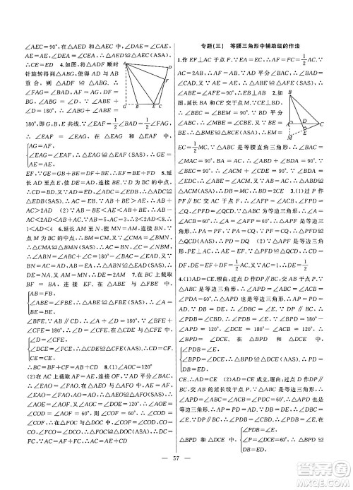 新疆青少年出版社2025年高效课堂系列寒假作业八年级数学通用版答案