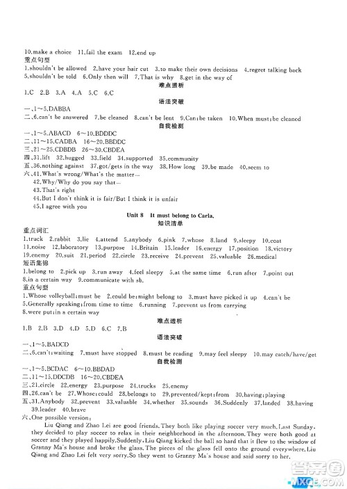 新疆青少年出版社2025年高效课堂系列寒假作业九年级英语通用版答案 新疆青少年出版社2025年高效课堂系列寒假作业九年级英语通用版答案