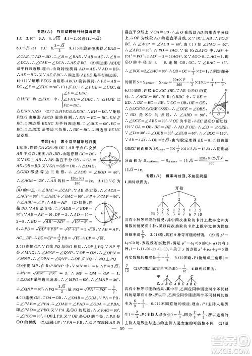 新疆青少年出版社2025年高效课堂系列寒假作业九年级数学通用版答案 新疆青少年出版社2025年高效课堂系列寒假作业九年级数学通用版答案