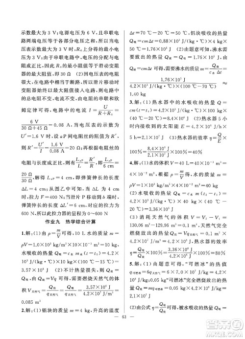 新疆青少年出版社2025年高效课堂系列寒假作业九年级物理通用版答案 新疆青少年出版社2025年高效课堂系列寒假作业九年级物理通用版答案