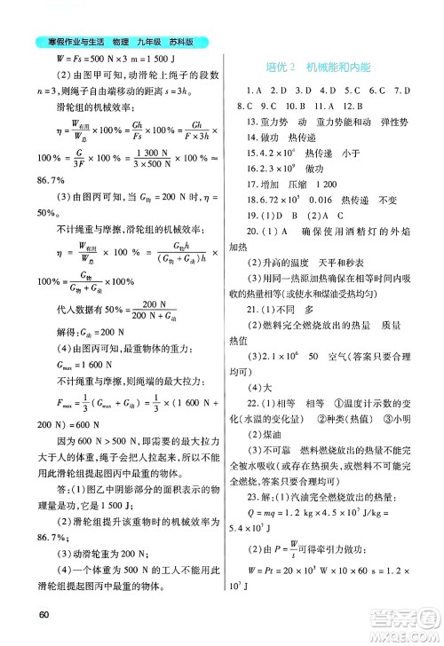 陕西师范大学出版总社有限公司2025年寒假作业与生活九年级物理苏科版答案