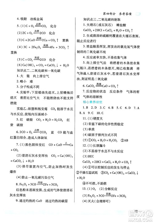 陕西师范大学出版总社有限公司2025年寒假作业与生活九年级化学人教版答案