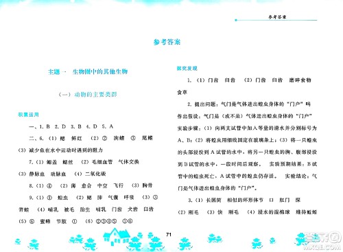 人民教育出版社2025年寒假作业八年级生物人教版答案