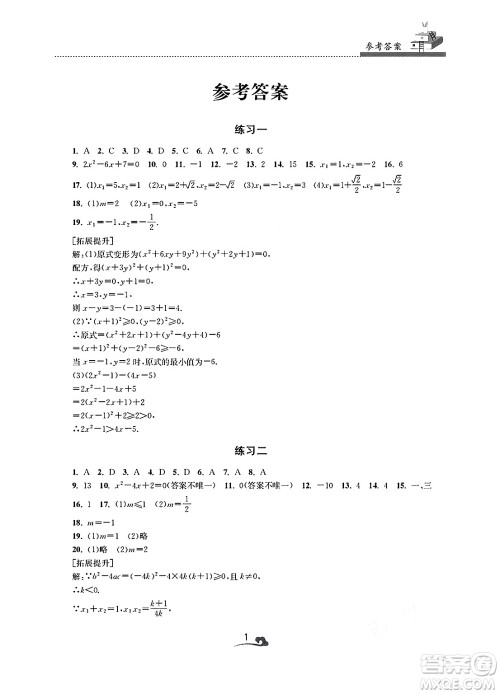 江苏凤凰美术出版社2025年快乐寒假学习生活九年级数学通用版答案