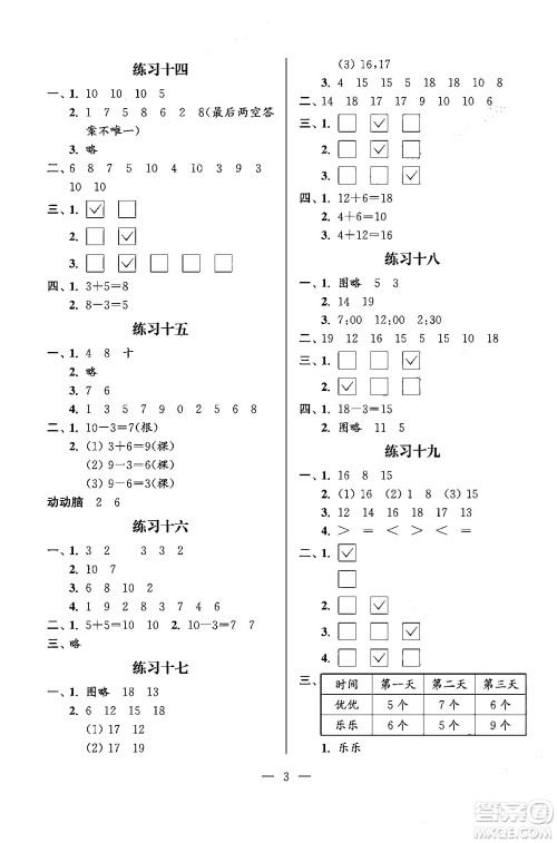 江苏凤凰科学技术出版社2025年快乐假期小学数学寒假作业一年级数学通用版答案 江苏凤凰科学技术出版社2025年快乐假期小学数学寒假作业一年级数学通用版答案