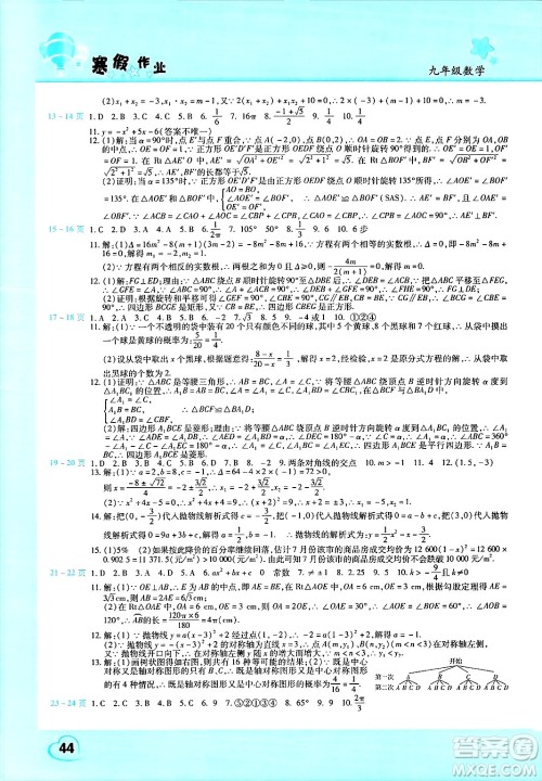 中原农民出版社2025年豫新锐寒假作业假期园地九年级数学人教版答案