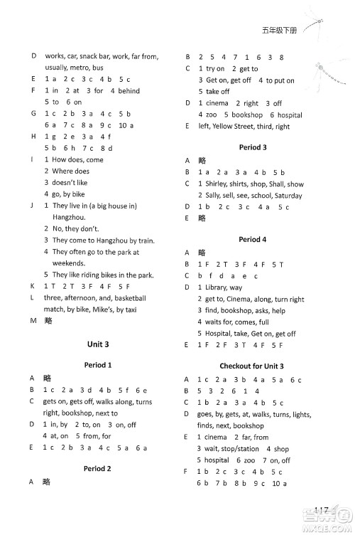 译林出版社2025年春课课练小学英语五年级英语下册通用版答案 译林出版社2025年春课课练小学英语五年级英语下册通用版答案