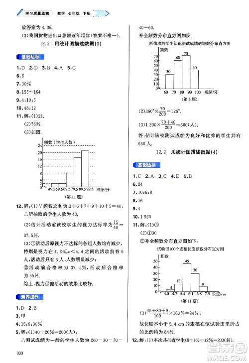 天津教育出版社2025年春学习质量监测七年级数学下册人教版答案 天津教育出版社2025年春学习质量监测七年级数学下册人教版答案