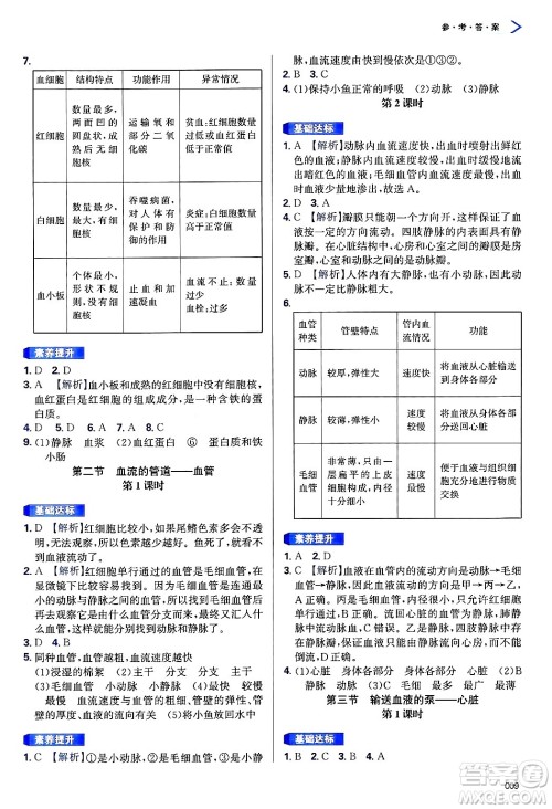 天津教育出版社2025年春学习质量监测七年级生物下册人教版答案 天津教育出版社2025年春学习质量监测七年级生物下册人教版答案