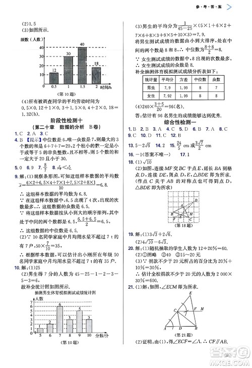 天津教育出版社2025年春学习质量监测八年级数学下册人教版答案 天津教育出版社2025年春学习质量监测八年级数学下册人教版答案