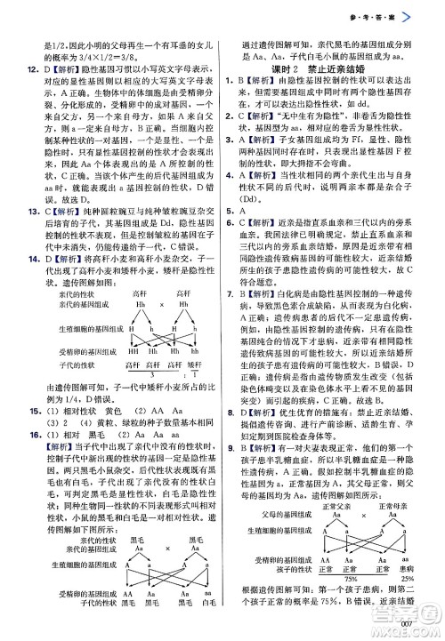 天津教育出版社2025年春学习质量监测八年级生物下册人教版答案