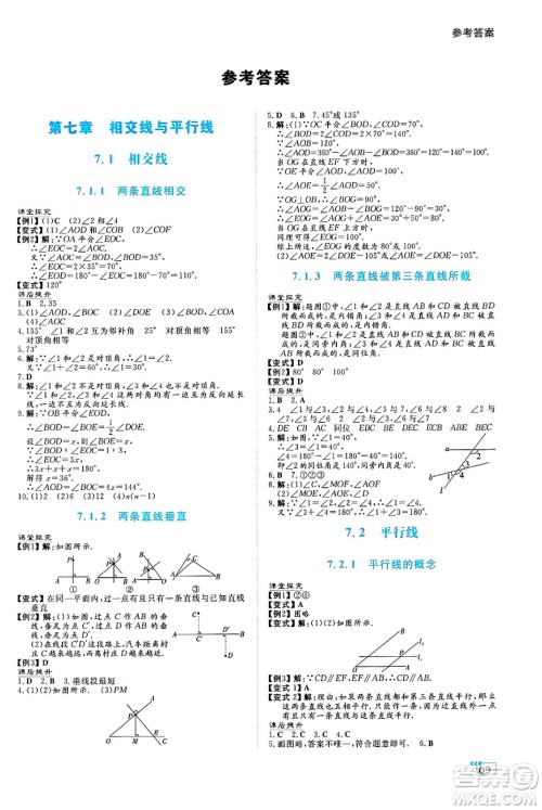湖南教育出版社2025年春学法大视野七年级数学下册人教版答案 湖南教育出版社2025年春学法大视野七年级数学下册人教版答案