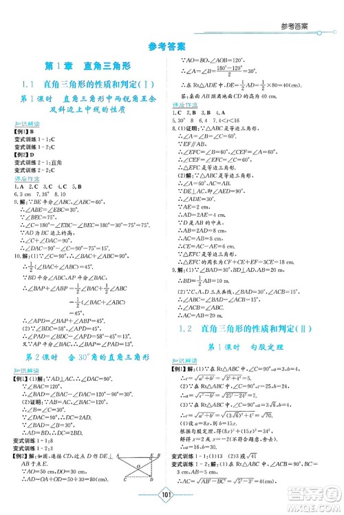 湖南教育出版社2025年春学法大视野八年级数学下册湘教版答案