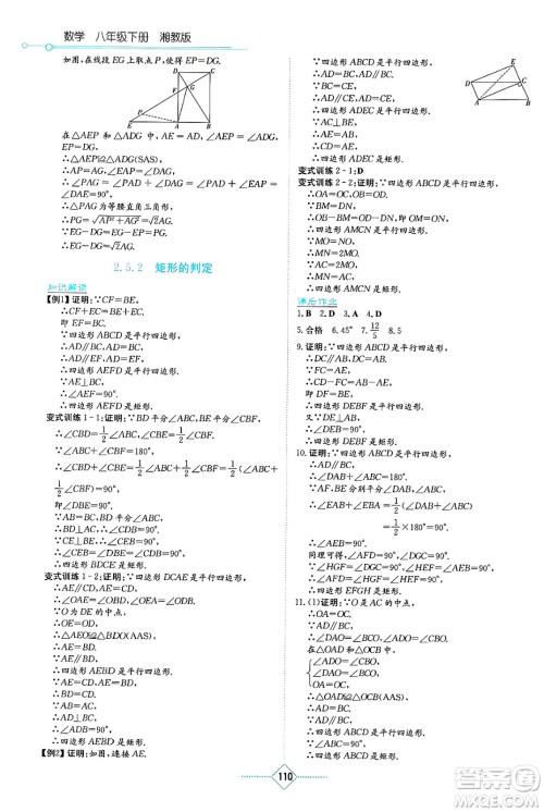 湖南教育出版社2025年春学法大视野八年级数学下册湘教版答案