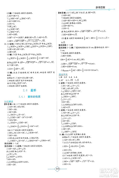 湖南教育出版社2025年春学法大视野八年级数学下册湘教版答案