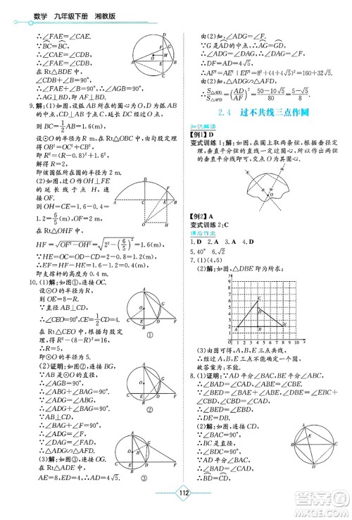 湖南教育出版社2025年春学法大视野九年级数学下册湘教版答案 湖南教育出版社2025年春学法大视野九年级数学下册湘教版答案