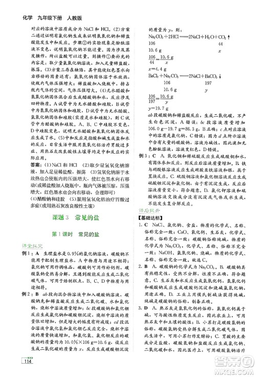湖南教育出版社2025年春学法大视野九年级化学下册人教版答案 湖南教育出版社2025年春学法大视野九年级化学下册人教版答案