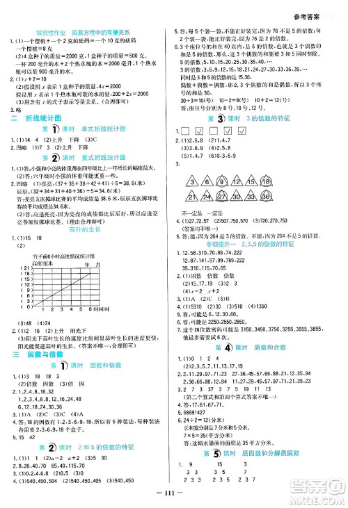 湖南教育出版社2025年春学法大视野五年级数学下册苏教版答案
