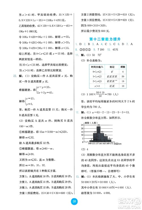 人民教育出版社2025年春能力培养与测试七年级数学下册人教版答案