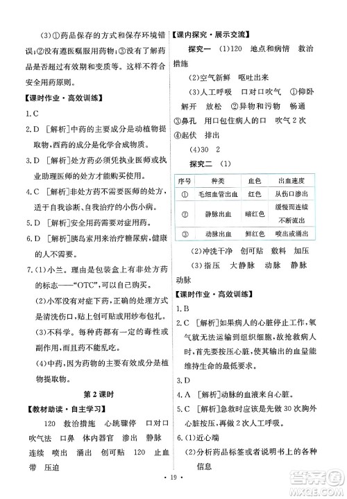 人民教育出版社2025年春能力培养与测试八年级生物下册人教版答案