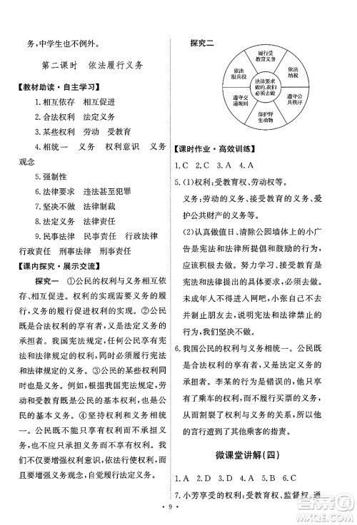 人民教育出版社2025年春能力培养与测试八年级道德与法治下册人教版答案