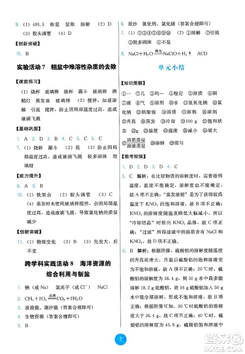 人民教育出版社2025年春能力培养与测试九年级化学下册人教版答案 人民教育出版社2025年春能力培养与测试九年级化学下册人教版答案
