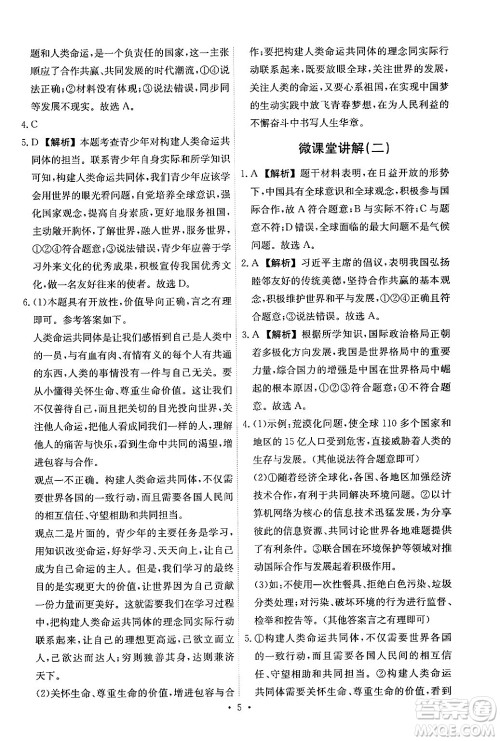 人民教育出版社2025年春能力培养与测试九年级道德与法治下册人教版答案 人民教育出版社2025年春能力培养与测试九年级道德与法治下册人教版答案