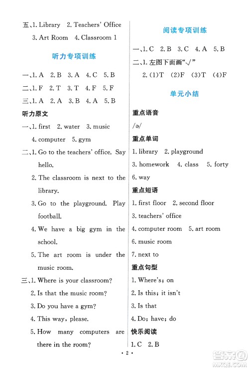 人民教育出版社2025年春能力培养与测试四年级英语下册人教PEP版答案 人民教育出版社2025年春能力培养与测试四年级英语下册人教PEP版答案