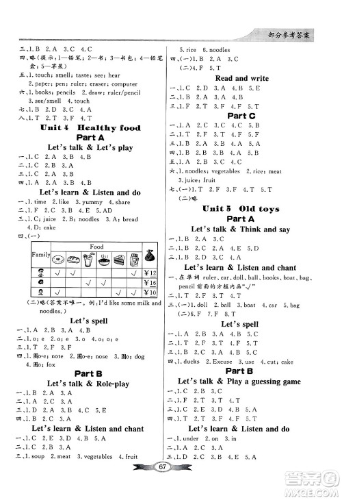 人民教育出版社2025年春百年学典同步导学与优化训练三年级英语下册人教PEP版答案 人民教育出版社2025年春百年学典同步导学与优化训练三年级英语下册人教PEP版答案