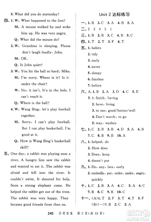 教育科学出版社2025年春53天天练六年级英语下册译林版答案 教育科学出版社2025年春53天天练六年级英语下册译林版答案