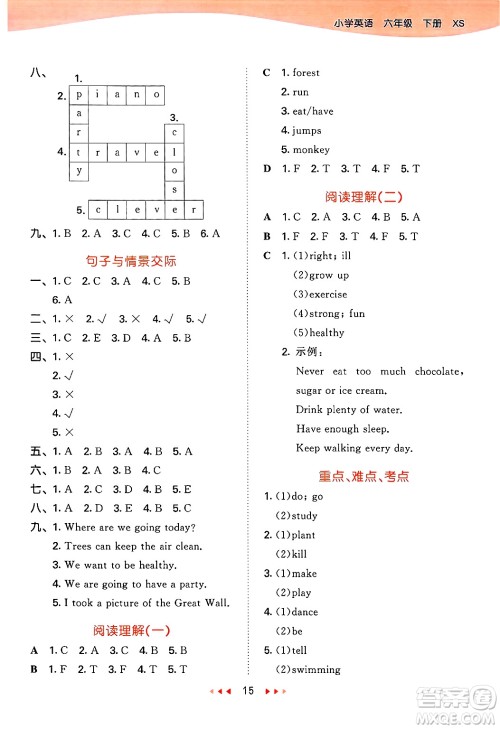 地质出版社2025年春53天天练六年级英语下册西师版答案 地质出版社2025年春53天天练六年级英语下册西师版答案