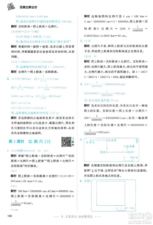 山东画报出版社2025年春53天天练六年级数学下册人教版答案
