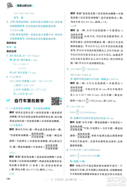 山东画报出版社2025年春53天天练六年级数学下册人教版答案