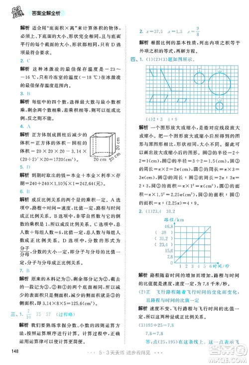山东画报出版社2025年春53天天练六年级数学下册人教版答案