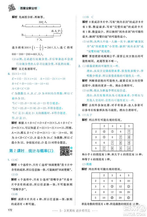 山东画报出版社2025年春53天天练六年级数学下册人教版答案
