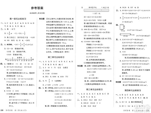 山东画报出版社2025年春53天天练六年级数学下册人教版答案