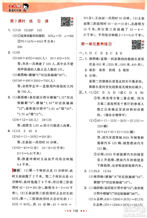 山东画报出版社2025年春53天天练六年级数学下册苏教版答案