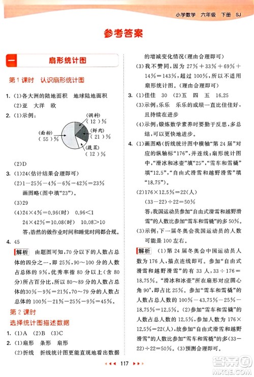 山东画报出版社2025年春53天天练六年级数学下册苏教版答案