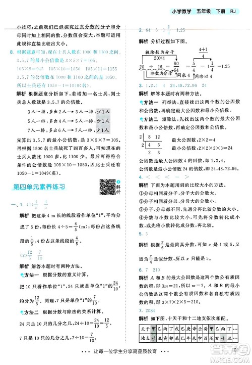 山东画报出版社2025年春53天天练五年级数学下册人教版答案 山东画报出版社2025年春53天天练五年级数学下册人教版答案