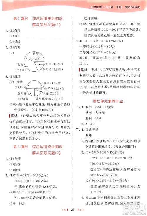 首都师范大学出版社2025年春53天天练五年级数学下册青岛版五四制答案 首都师范大学出版社2025年春53天天练五年级数学下册青岛版五四制答案