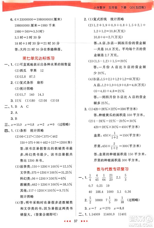 首都师范大学出版社2025年春53天天练五年级数学下册青岛版五四制答案 首都师范大学出版社2025年春53天天练五年级数学下册青岛版五四制答案