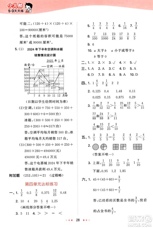 首都师范大学出版社2025年春53天天练五年级数学下册北京版答案 首都师范大学出版社2025年春53天天练五年级数学下册北京版答案
