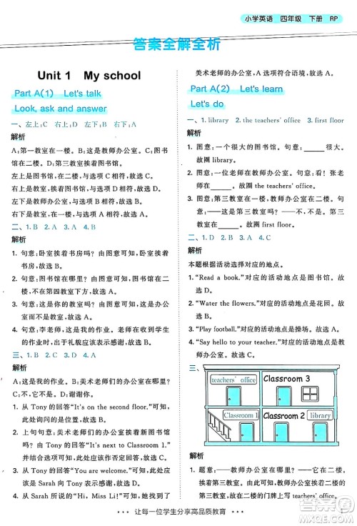 山东画报出版社2025年春53天天练四年级英语下册人教PEP版答案 山东画报出版社2025年春53天天练四年级英语下册人教PEP版答案