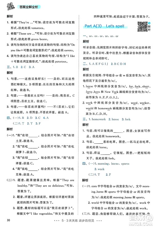 山东画报出版社2025年春53天天练四年级英语下册人教PEP版答案 山东画报出版社2025年春53天天练四年级英语下册人教PEP版答案