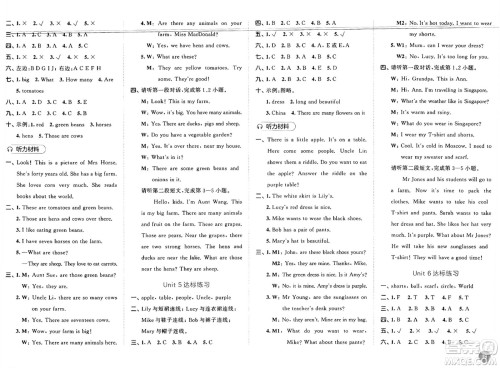山东画报出版社2025年春53天天练四年级英语下册人教PEP版答案 山东画报出版社2025年春53天天练四年级英语下册人教PEP版答案