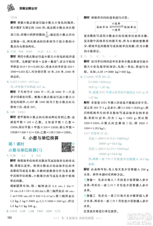 山东画报出版社2025年春53天天练四年级数学下册人教版答案 山东画报出版社2025年春53天天练四年级数学下册人教版答案