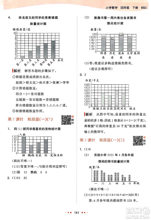 教育科学出版社2025年春53天天练四年级数学下册北师大版答案 教育科学出版社2025年春53天天练四年级数学下册北师大版答案