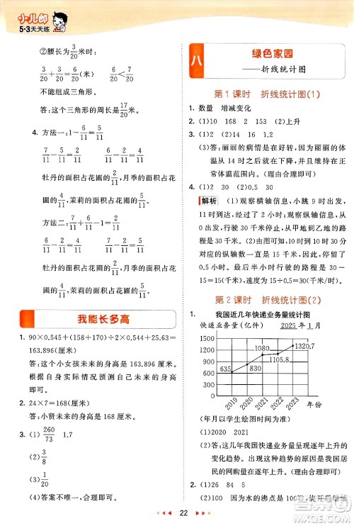 山东画报出版社2025年春53天天练四年级数学下册青岛版五四制答案